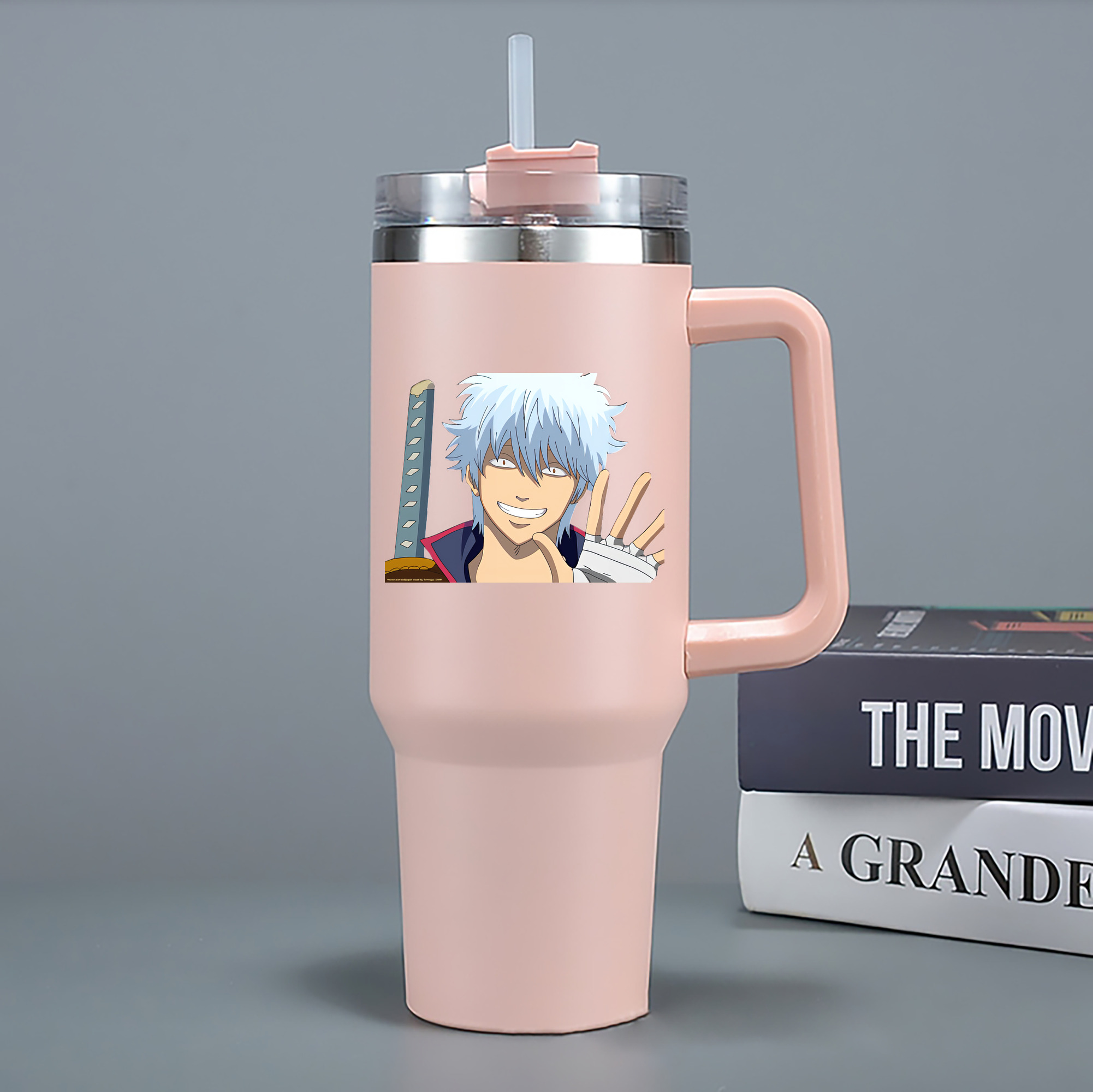 （画像用） ぎんたま 坂田銀時（さかたぎんとき） 神楽 志村新八（しむら しんぱち） GINTAMA Sakata Gintoki Kagura Shimura Shinpachi 1200mL車用タンブラー - クリスタルステッカー（プラスチックストロー付き）
